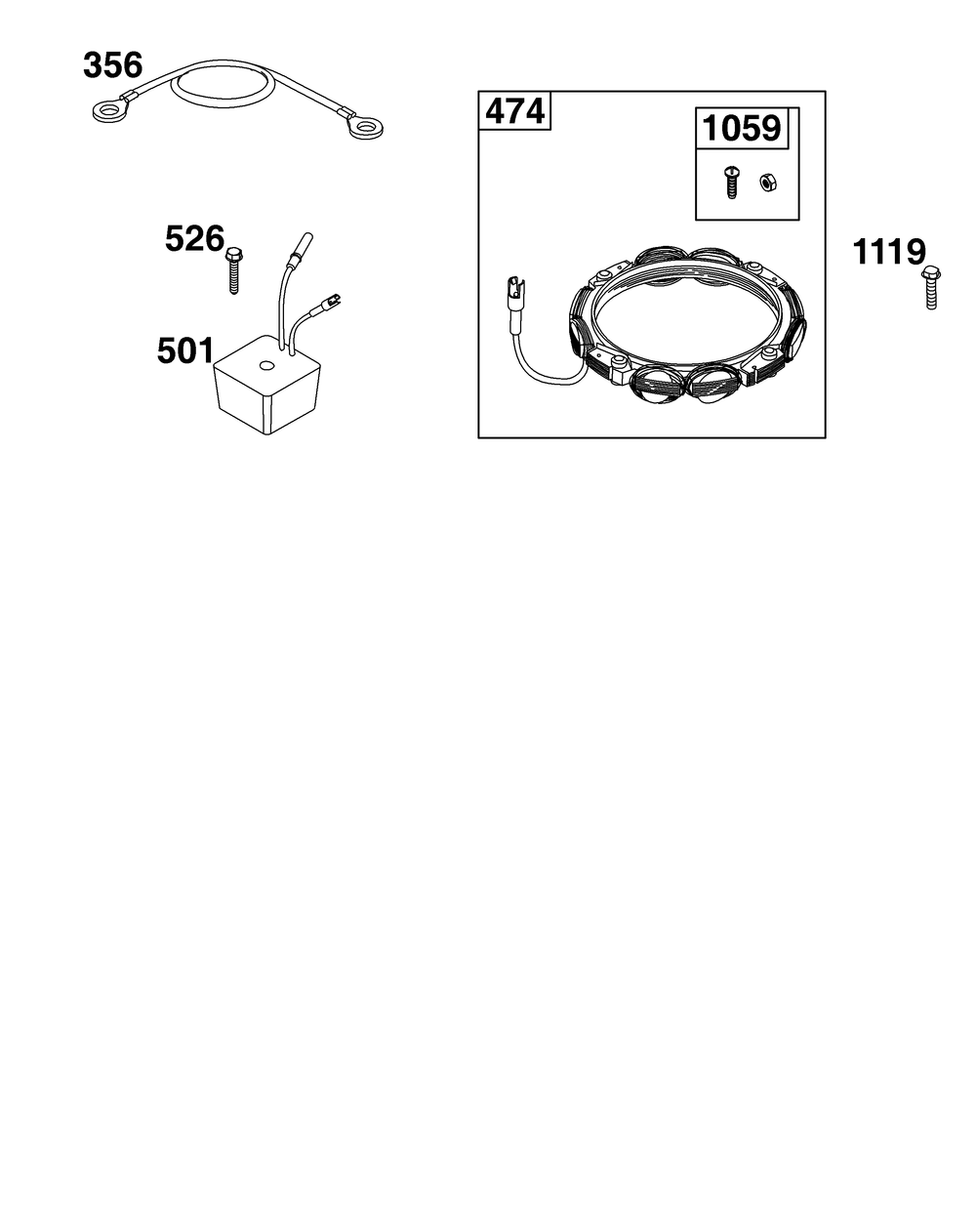 Alternator Group Diagram and Parts List for 31R877-0001-B5 200000 - 399999 Briggs and Stratton Engine